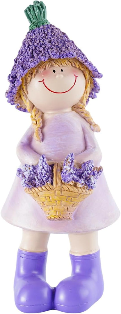 Lavender Series Resin Garden Statues - Couple Boy & Girl Decor, Ideal for Outdoor Patio, Lawn