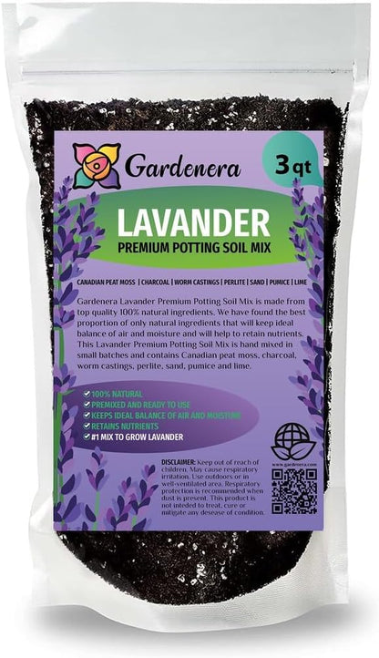GARDENERA Lavender Soil - Ideal Blend for Thriving and Fragrant Lavender Plants - 3 QUARTS