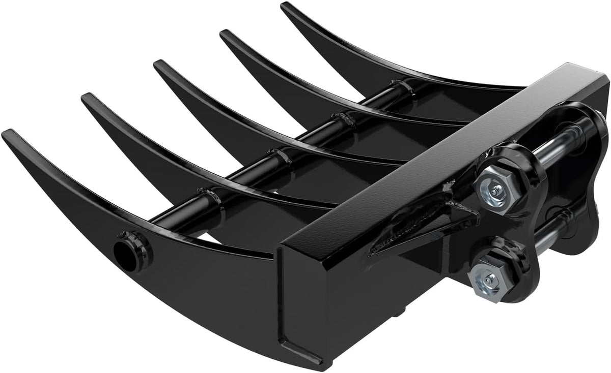 Mini Excavator Attachment Rake, Metal Wide Backhoe Rake Fit for 0.8T-1.5T Mini Excavators