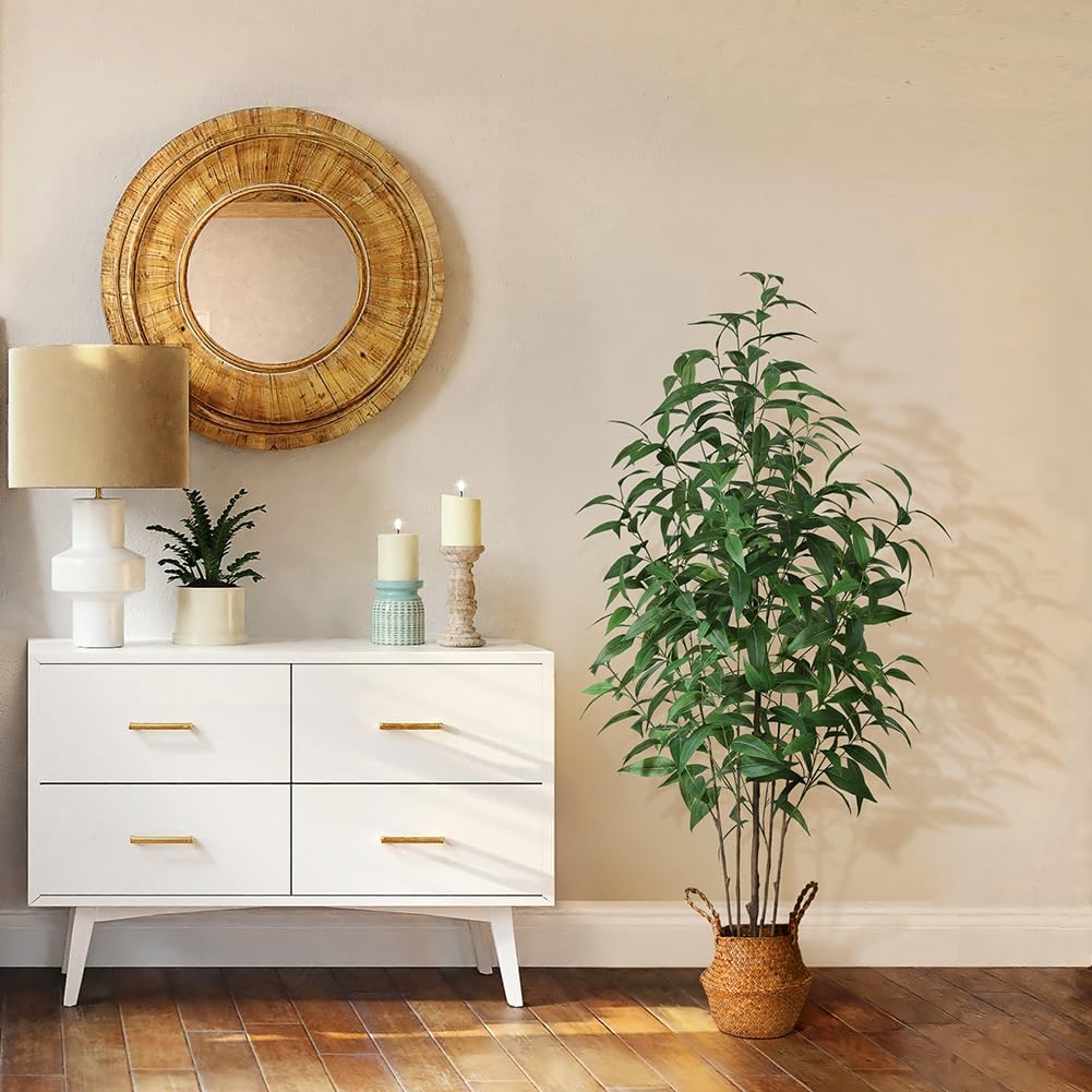 Artificial Eucalyptus Tree,5Ft Tree Fake Plant in Pot for Home and Office Decor,Potted Faux Plants