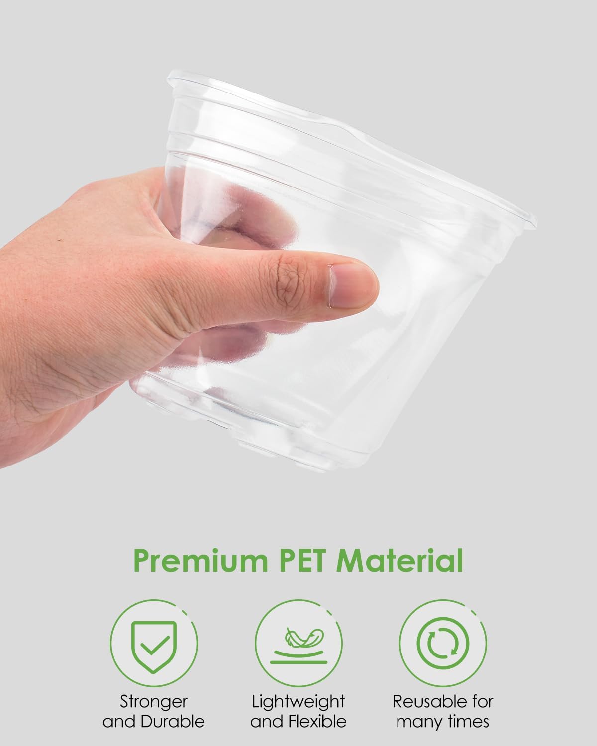 PACETAP 60Pack 3.5 Inch Reinforced Clear Nursery Pots with Drainage Holes, Variety Pack Plastic
