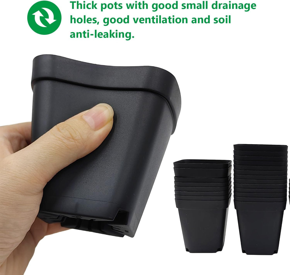 Square Nursery Pots 3" 120Pcs Deep Succulent Plastic Pots Small Flower Planter Seeds Starter