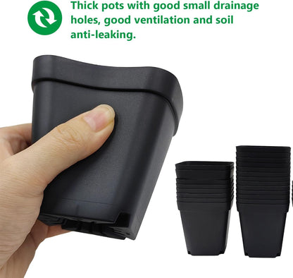 Square Nursery Pots 3" 120Pcs Deep Succulent Plastic Pots Small Flower Planter Seeds Starter