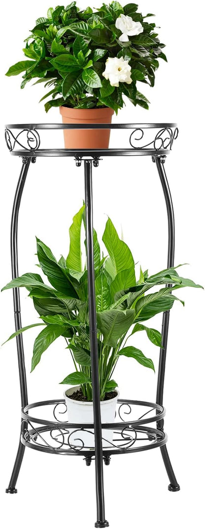 Plant Stand Indoor Outdoor 2 Tier 27" Tall Metal Potted Holder Rack Flower Pot Stand Heavy Duty