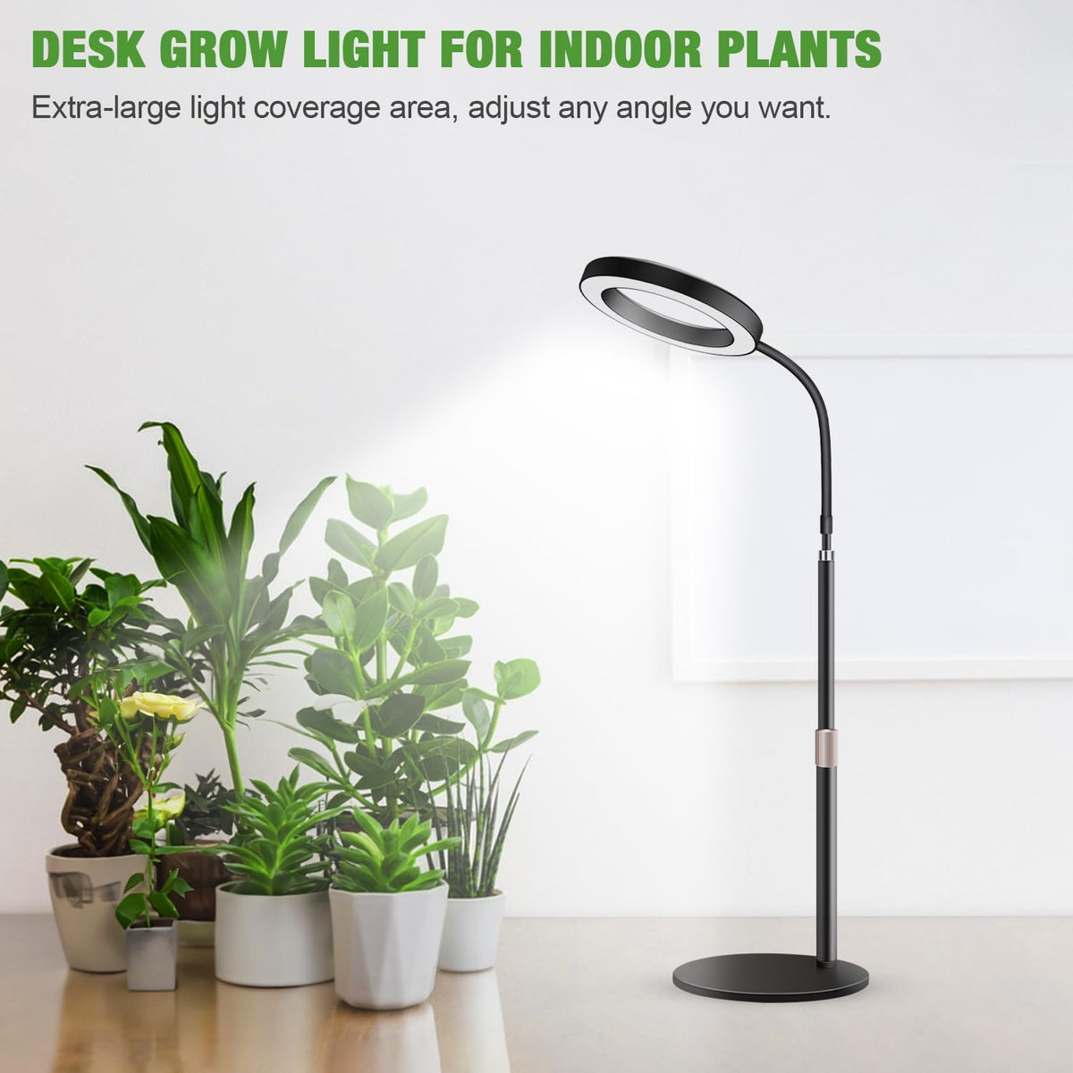 Garpsen Grow Lights for Indoor Plants, 80 LEDs Full Spectrum Desk Plant Light with Timer for