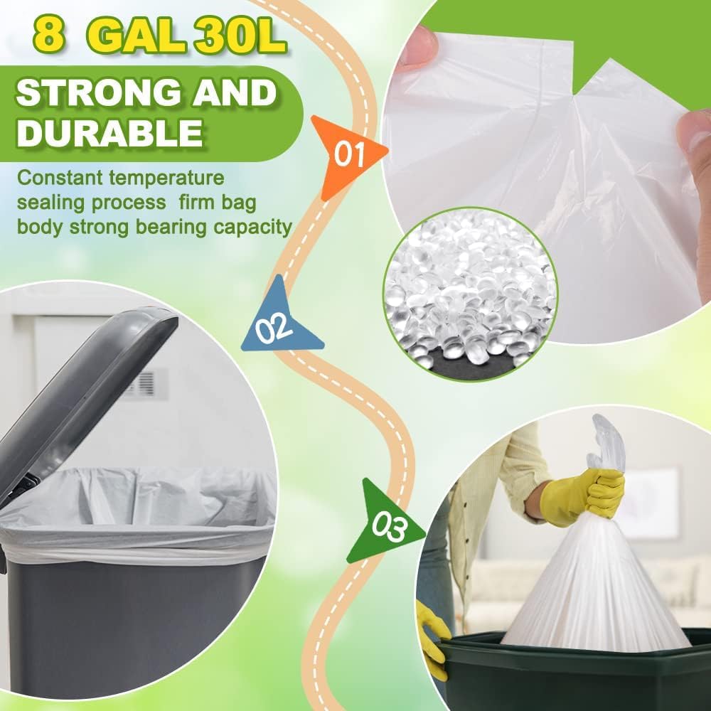 SWIHELP Medium Garbage Bags 8 Gallon /30 Liter Trash Bags Wastebasket Bin Liners Plastic Trash Bags