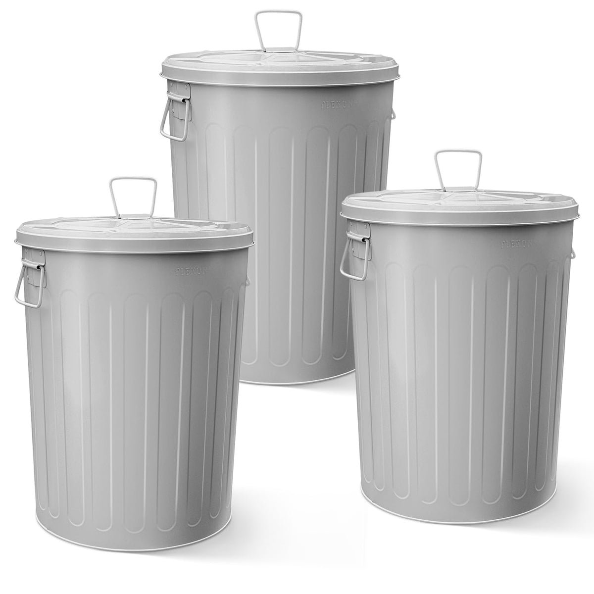 Plexon Large Metal Trash Can with Lid 20 Gallon, Decorative Outdoor Trash Can Heavy Duty Galvanized
