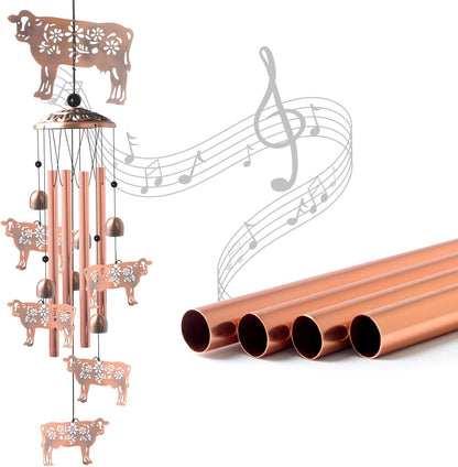 Wealth Attraction Ox Brass Wind Chime - Cow Wind Chimes for Outside,Cow Gifts for