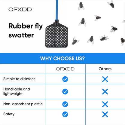 Rubber Fly Swatter, Long Fly Swatter Pack, Fly Swatter Heavy Duty (3 Pack) (Blue)
