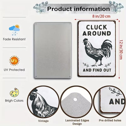 Funny Chicken Gifts Chicken Cluck Around and Find Out Tin Sign for Home Farm Chicken Coop Farmhouse