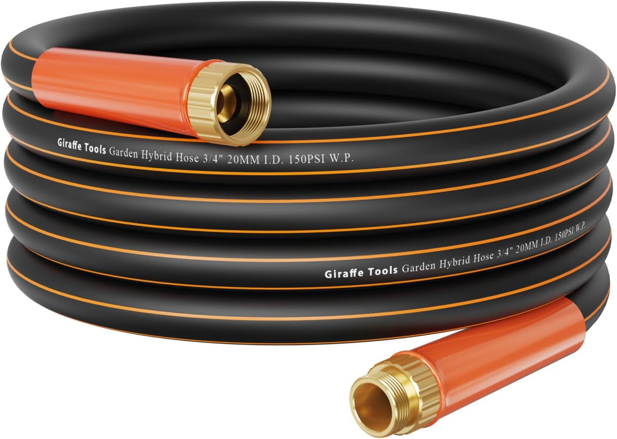 Giraffe Tools Garden Hose 25ft x 3/4", Heavy Duty Water Hose, Flexible, Hybrid Lightweight Hose