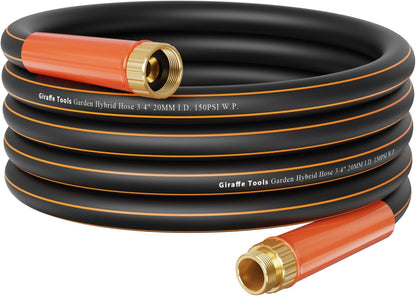 Giraffe Tools Garden Hose 25ft x 3/4", Heavy Duty Water Hose, Flexible, Hybrid Lightweight Hose