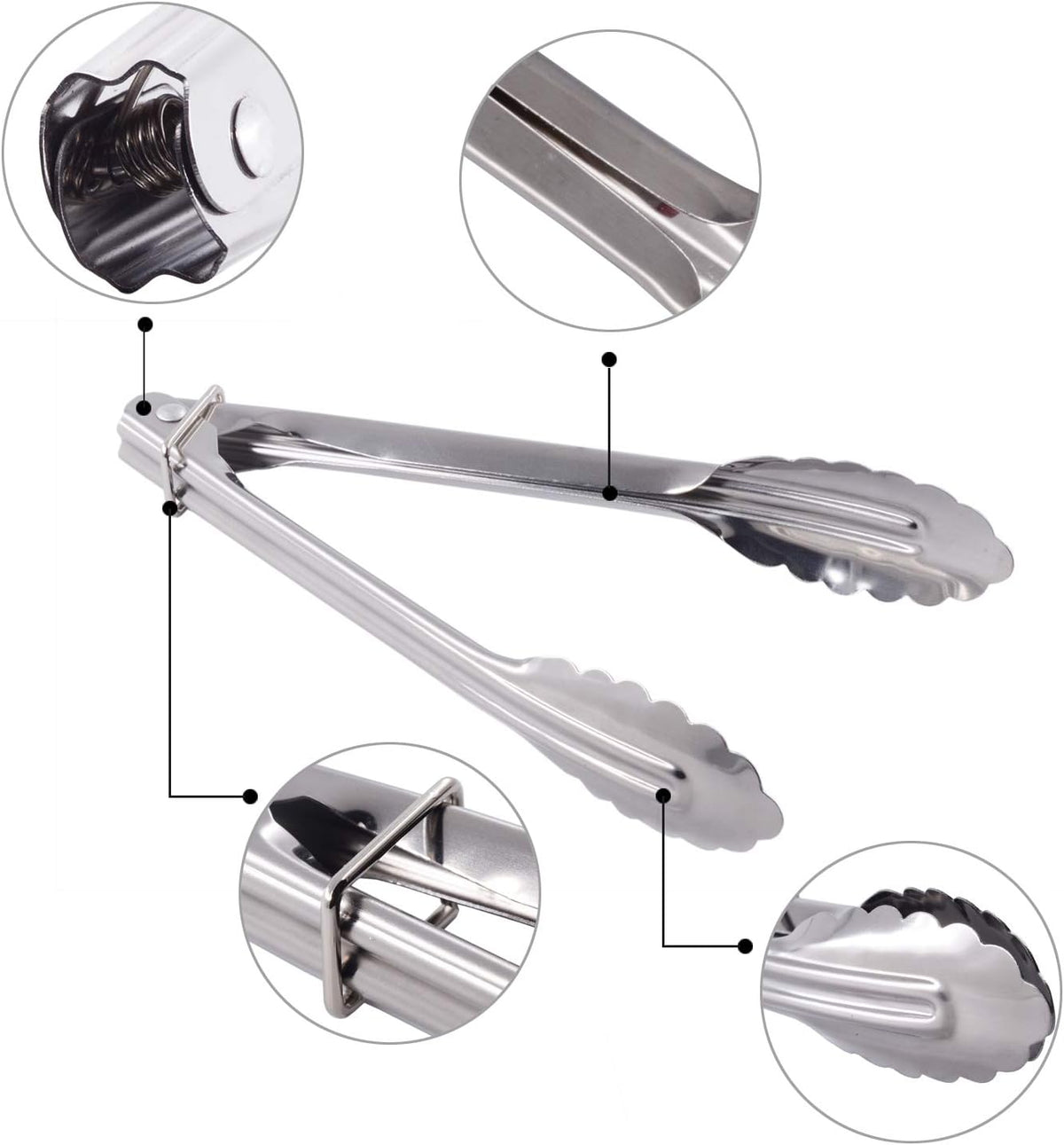 Mini Stainless Steel Serving Tongs Small Tongs for Serving Food Cooking Salad Grilling (7-Inch 3