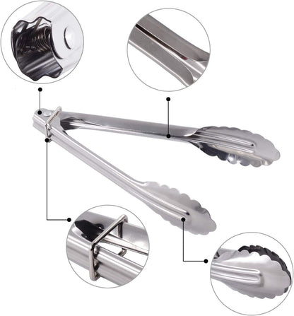 Mini Stainless Steel Serving Tongs Small Tongs for Serving Food Cooking Salad Grilling (7-Inch 3