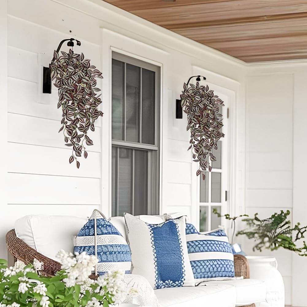 DILATATA Fake Hanging Plants Artificial Hanging Plants 22" Faux Wandering Jew Hangings Leaves Plant