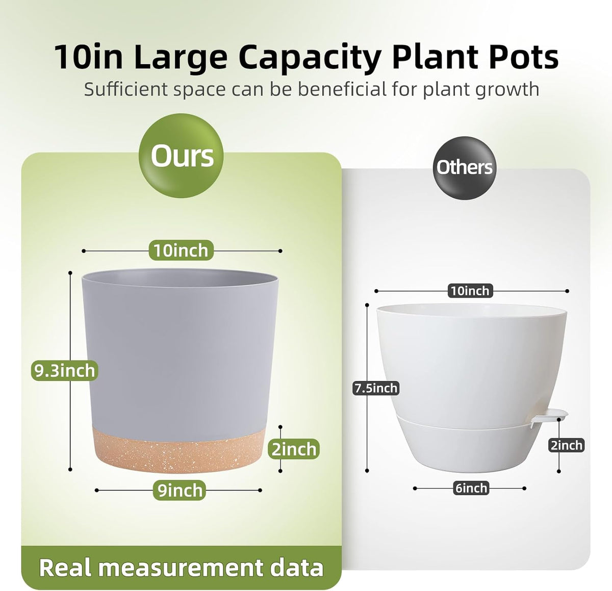 QCQHDU 10 inch Plant Pot, 2 Pack Planters for Indoor Plants with Drainage Holes & Saucer, Outdoor