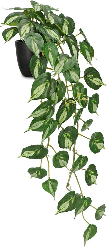 Artificial Pothos Ivy Plant with Pot Artificial Light Green Leaves Featuring for Home Shelf Decor