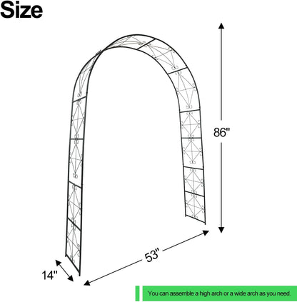 Metal Garden Arch 7.2ft High X 4.5ft Wide Garden Arbor for for Climbing Plants Roses Vines, Outdoor