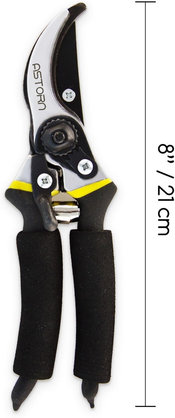 Astorn 8" Premium Bypass Pruning Shears for Gardening - Heavy Duty, Ultra Sharp Garden Shears