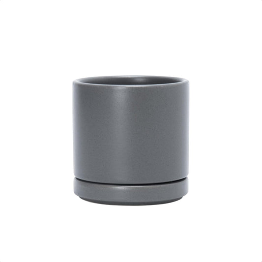 D'vine Dev 3.5 Inch Ceramic Planter Pot with Drainage Hole and Saucer, Indoor Cylinder Round