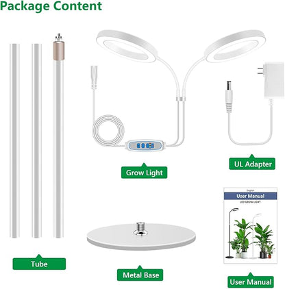 Large Plant Light for Indoor Plants, 2 Head Full Spectrum Grow Light with 68" Adjustable Stand for