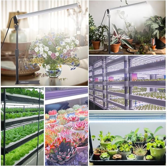 JCBritw Standing LED Grow Light，Adjustable T12 Bar Plant Light, White 6500K Full Spectrum Plant
