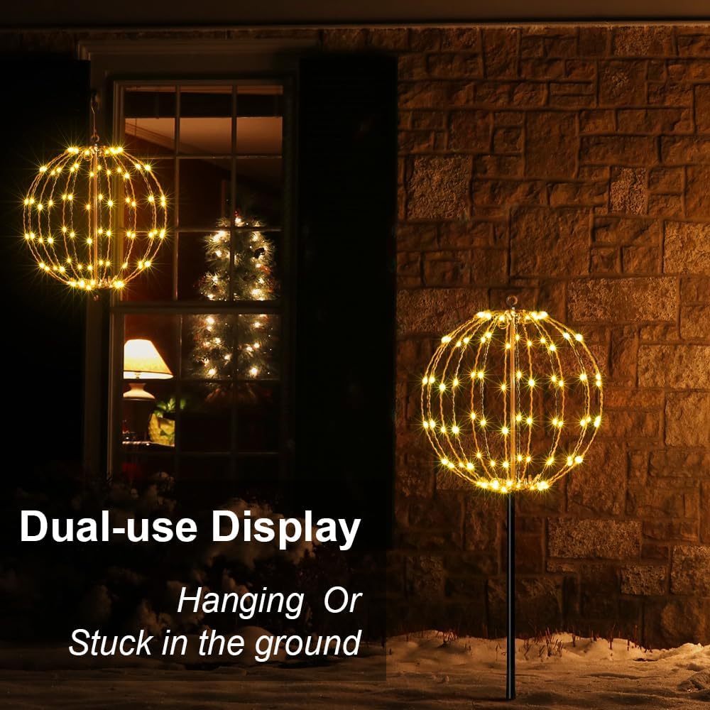 LIGHTSHARE 12IN 96LED Light Ball Light Garden Yard Decoration Pathway Lights Sphere Light with Fold