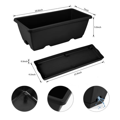8pcs Window Box Planter,17 Inches Flower Window Boxes,Rectangle Planters Box with Drainage Holes