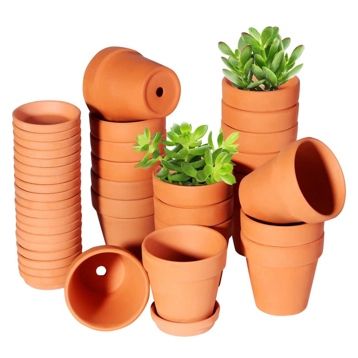 TKSCUSR 3 Inch Terracotta Pots with Saucer-20 Pack，Cactus Terra Cotta Flower Pot with