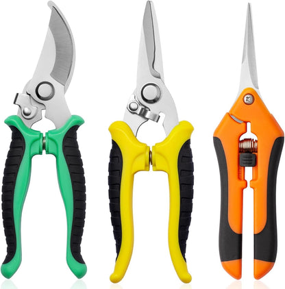 Garden Pruning Shears 3 Pack Gardening Shears Garden Scissors Stainless Steel Plant Flower Scissors