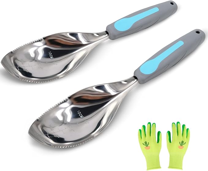 Jardineer 2Pack Garden Trowel, Stainless Steel Hand Shovel with Ergonomic Handle, Multi-Use Soil