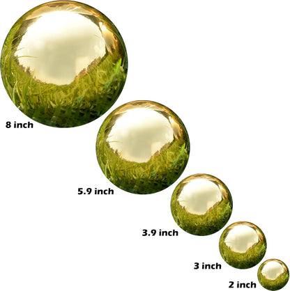 Nerien Gazing Ball, Stainless Steel Garden Mirror Globe, Polished Ornament Sphere, Hollow Floating