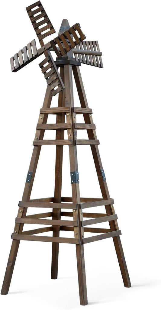 Wooden Windmill, Weather-Proof Wind Spinner, Outdoor Wind Mill for Garden Lawn Patio Decoration