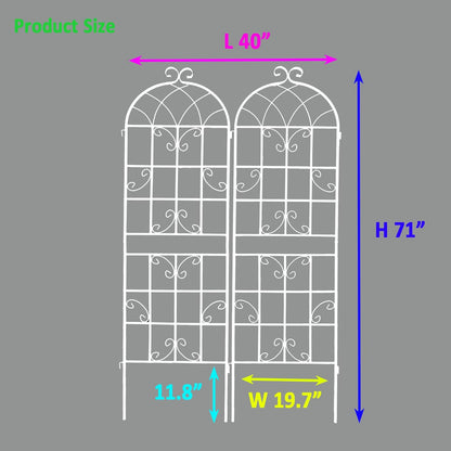 2 Pack Metal Garden Trellis 71" H Fence Rustproof Garden Trellis for Climbing Plants Support Roses