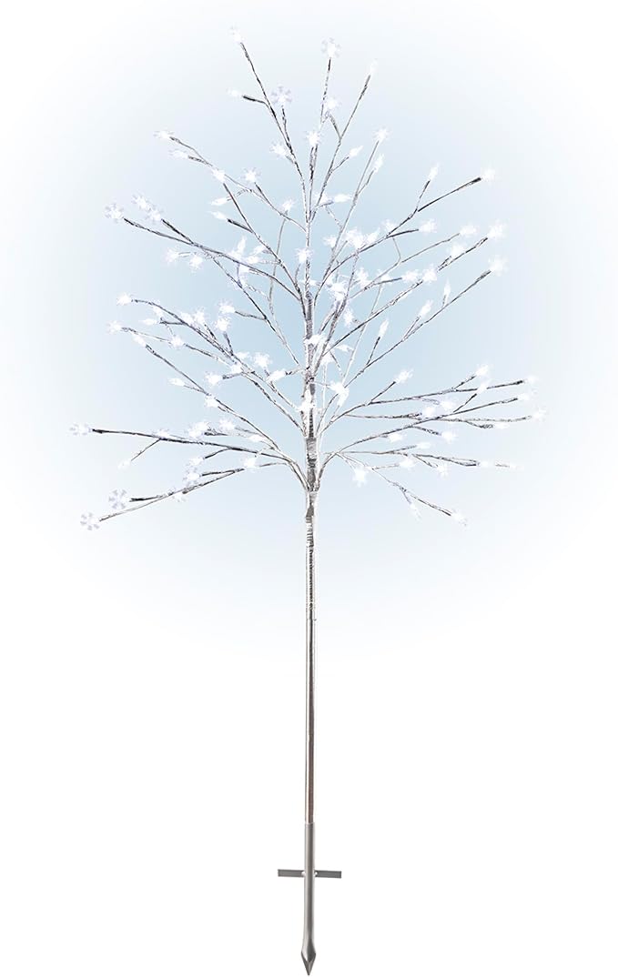 Alpine Corporation 58"H Indoor/Outdoor Frosty Christmas Snowflake Tree with LED Lights , Christmas
