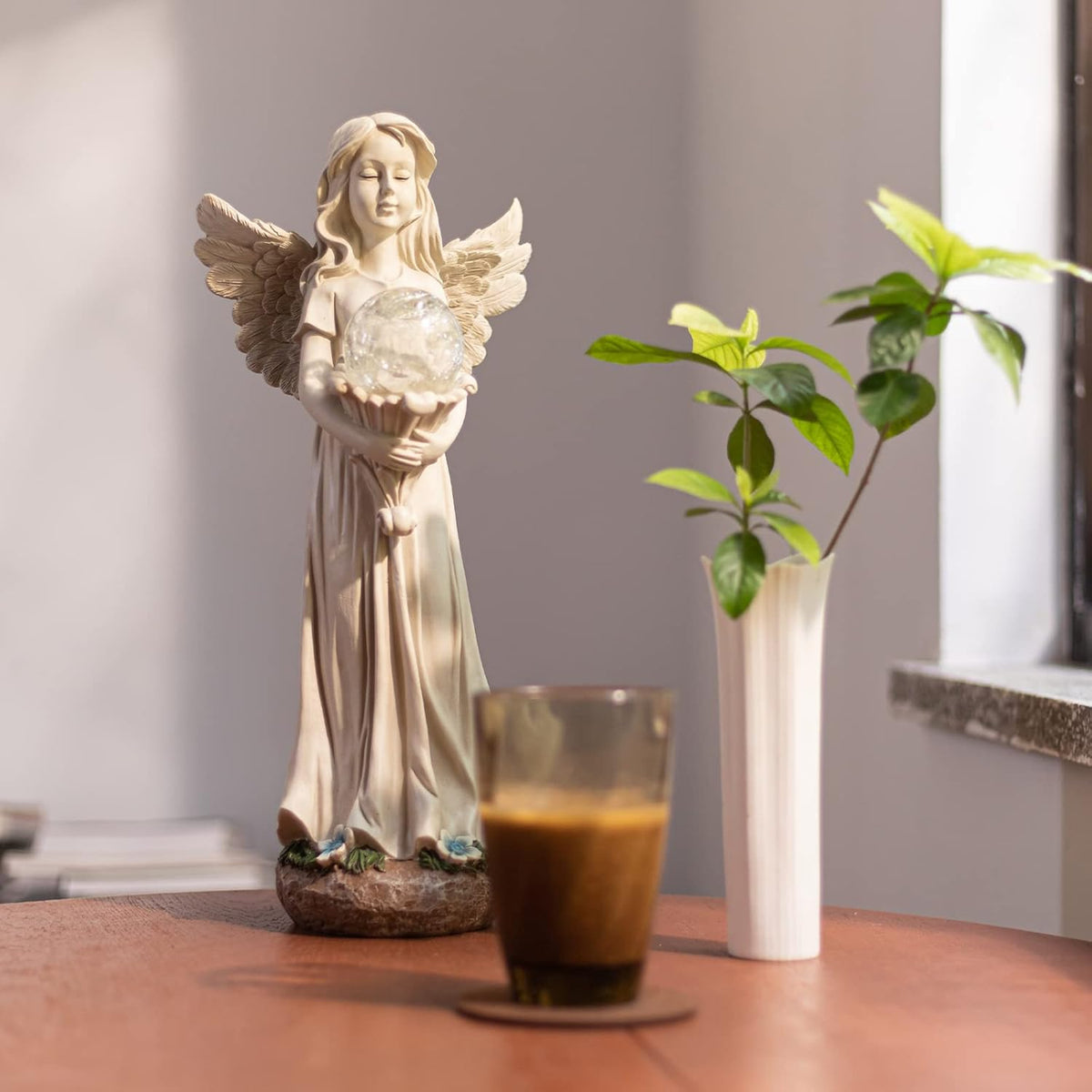 Angel Statue for Garden - 16.3 inches Guardian Solar Garden Statue, Gardening Gifts for Mom Grandma