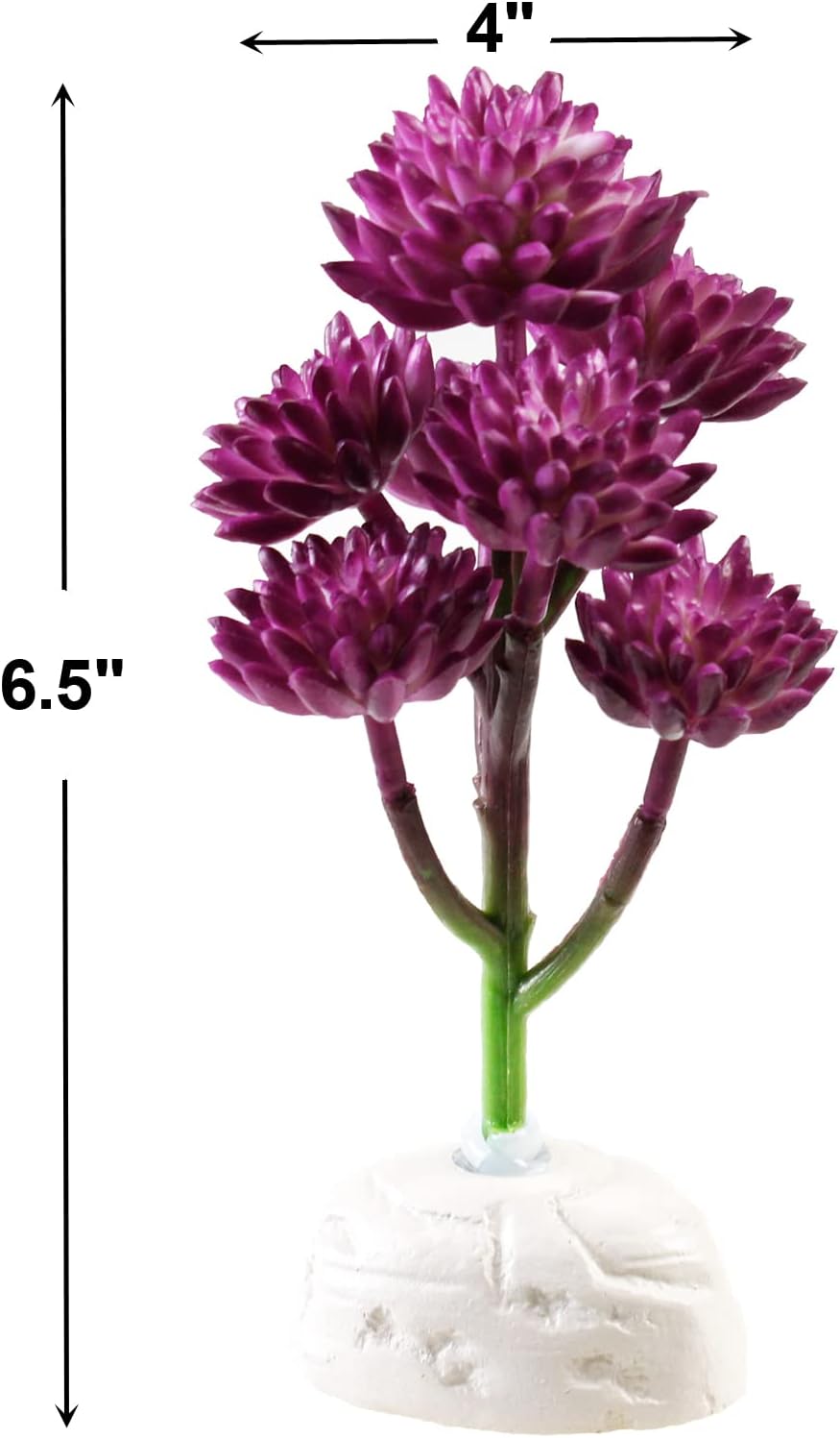 AQUANEAT Terrarium Plant, Fake Reptile Plant for Amphibian Habitat, 6.5 inch Tall Purple