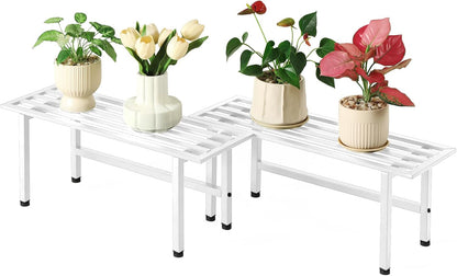 2 Pack Metal Plant Stand Outdoor Plant Shelf Indoor,1 Tier Heavy Duty Plant Stands for Multiple