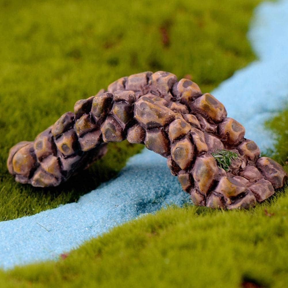DIY Miniature Resin Bridge for Fairy Garden - Brown Small Bridge Lawn Ornament, Vintage Style, 6.6