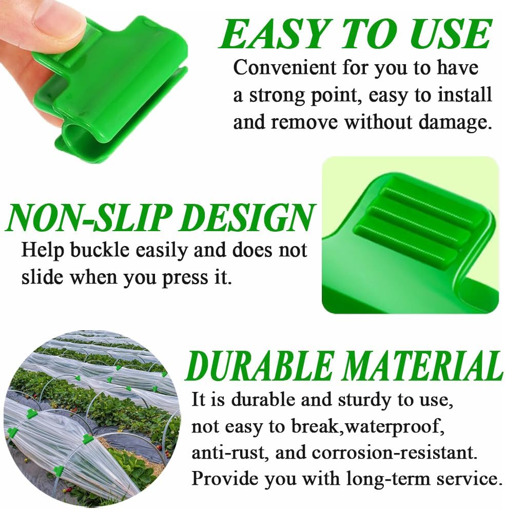 40pcs Garden Hoops for Netting, Greenhouse Clamps, Film Row Cover Netting Tunnel Hoop Clip Frame