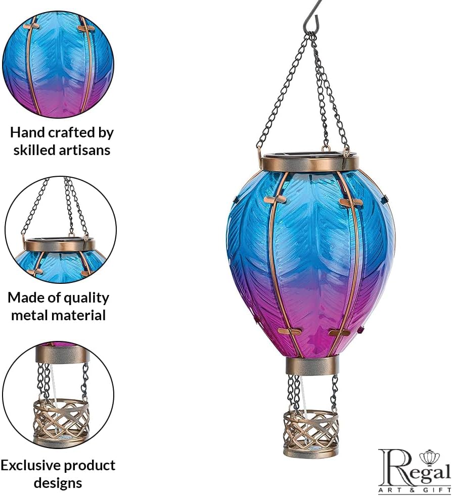 Regal Art & Gift Hot Air Balloon Solar Lantern – Hanging Solar-Powered LED Lights, Waterproof