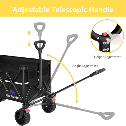 Collapsible Wagon Cart with Wheels Foldable - Folding Utility Heavy Duty Wagons Carts for Grocery