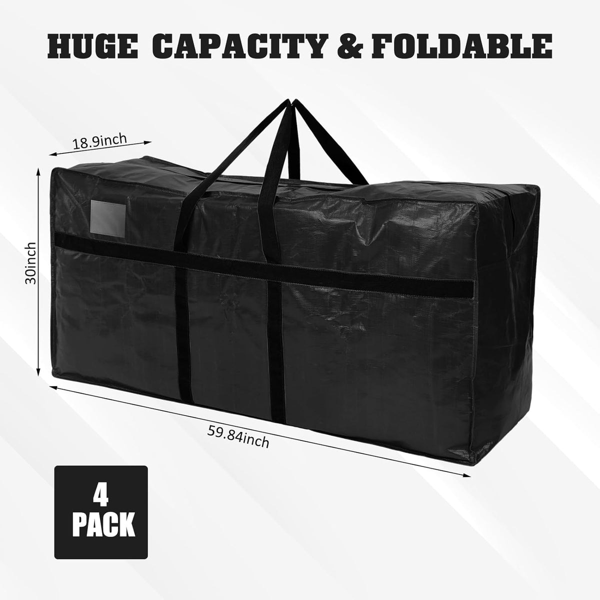 4 Pcs 149 Gallon Large Moving Bags with Zipper and Handles Foldable Storage Duffle Bags Heavy Duty