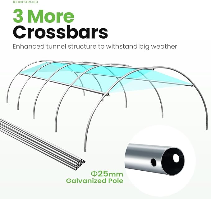 KING BIRD Premium 15x6.6x6.6FT Greenhouse for Outdoors, Large Walk-in Upgraded Galvanized Metal