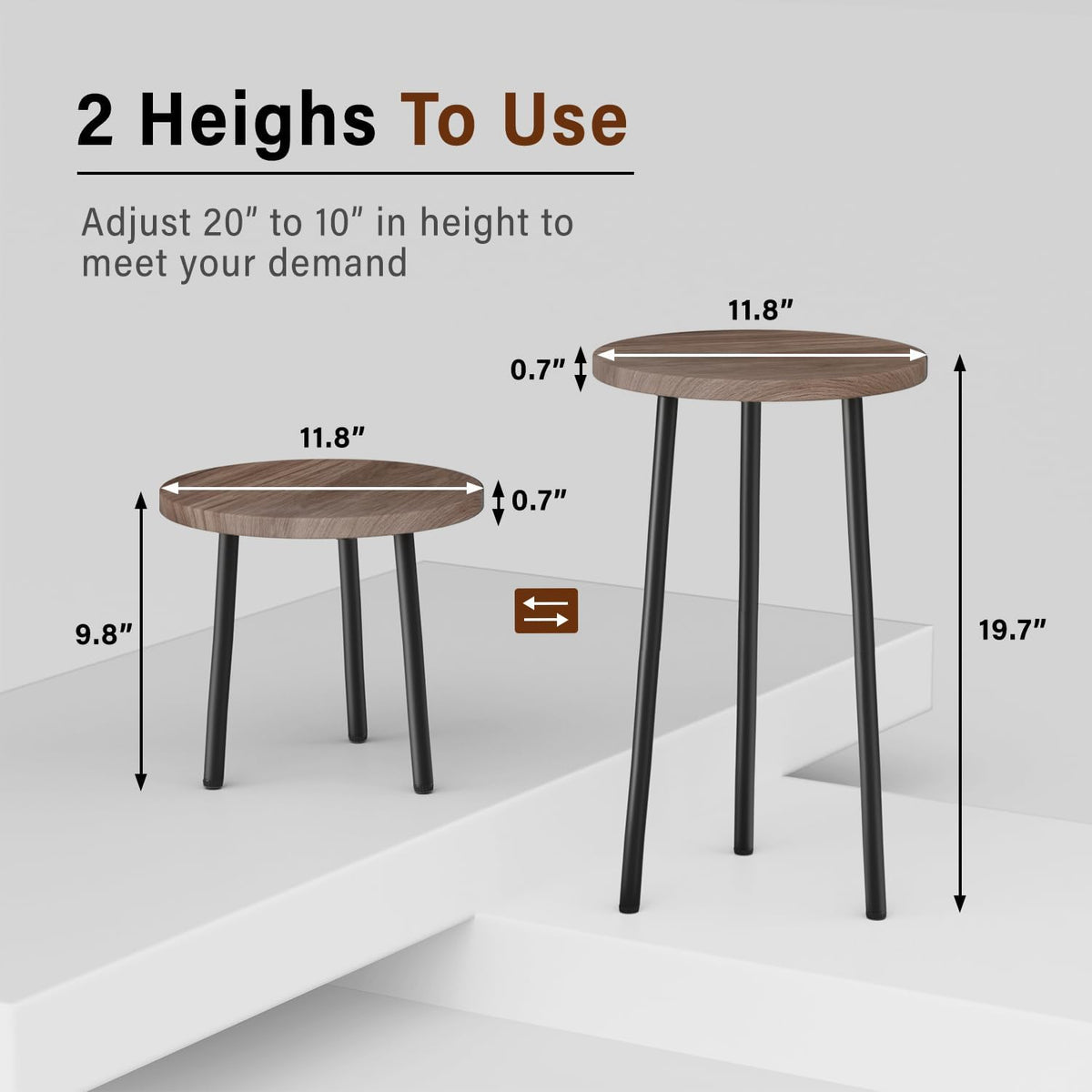 Plant Stand Indoor 2 Pack: Corner Wood 20 Inch Plant Stand Mid Century Modern Decor - Small Round