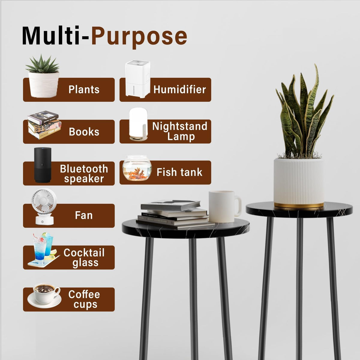 Plant Stand Indoor 2 Pack: Corner Wood 20 Inch Plant Stand Mid Century Modern Decor - Small Round