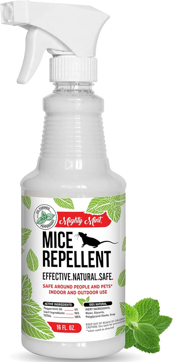 Mighty Mint Peppermint Oil Mouse Repellent Spray – Natural Indoor & Outdoor Control for Mice and
