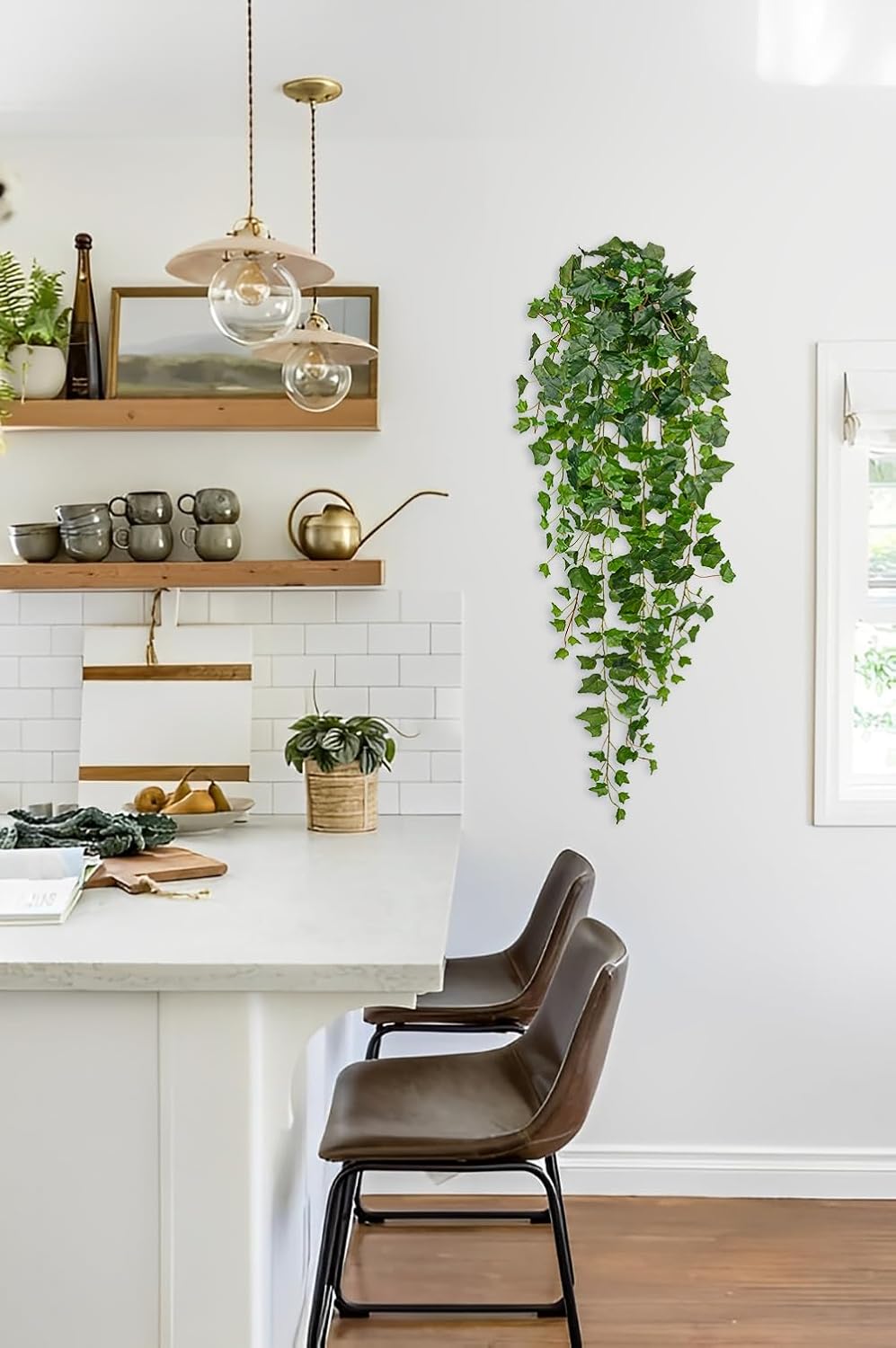 Hollyone Artificial Hanging Plants Wall Potted 47.2" Fake Ivy Vine Faux Ivy Leaves Hanging Greenery