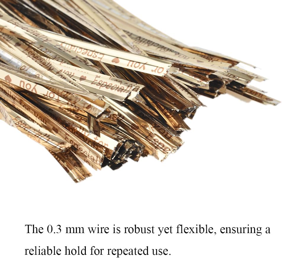 HAHIYO 300Pcs 4inches Holographic Coffee Metal Twist Ties Bread Candy Coffee Bag Ties Plant Garden
