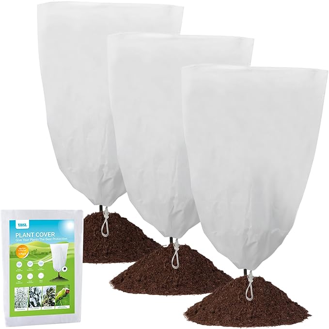 YDSL 3 Pack Plant Covers Freeze Protection, 25"×32" 1.77oz/yd² Plant Frost Covers for Outdoor